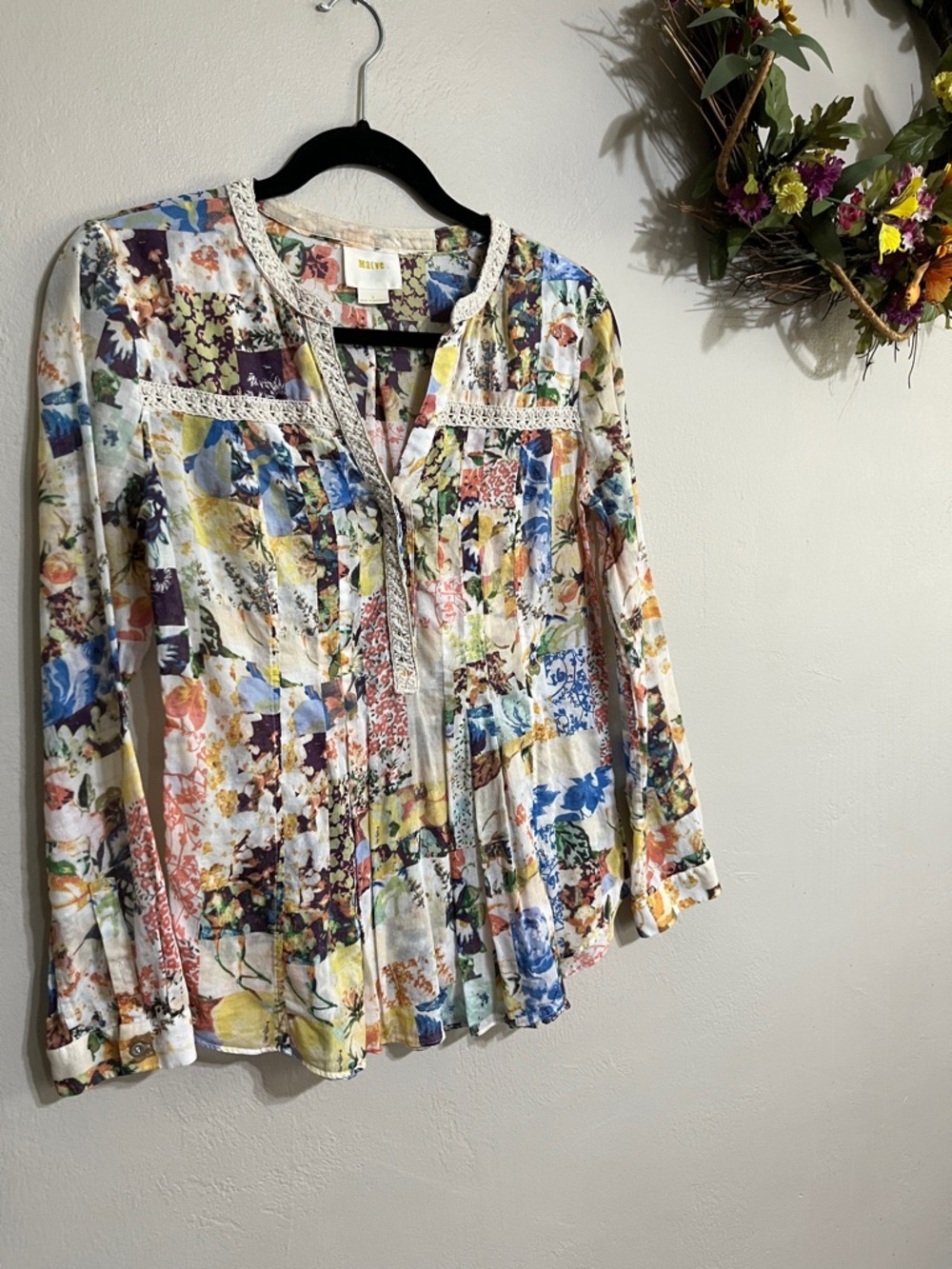 🌾Maeve Multicolor Floral Patchwork Blouse